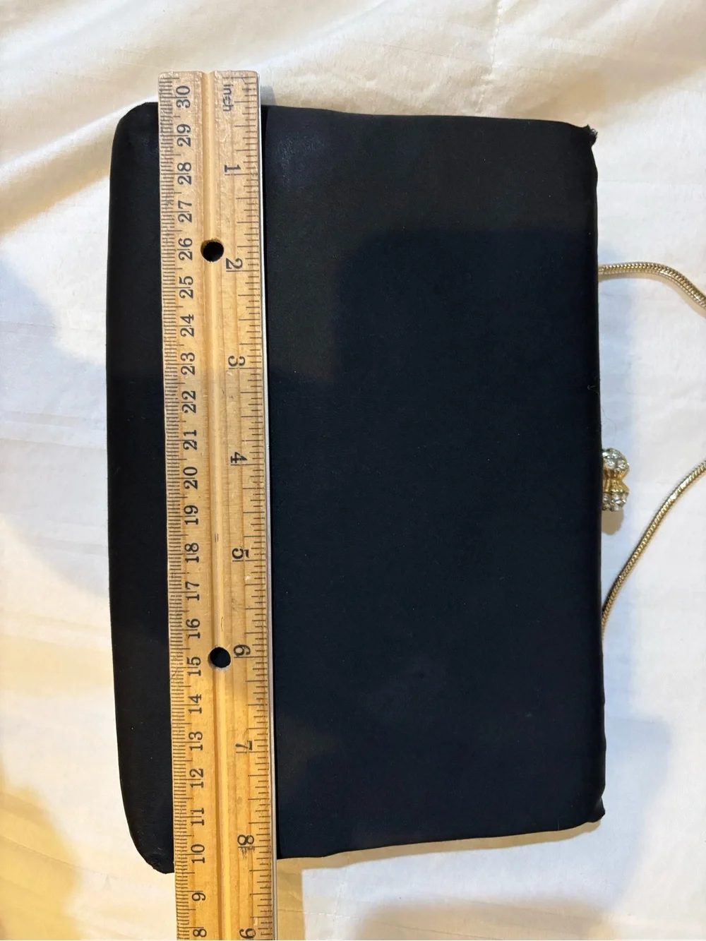 Vintage Mr Joselle Black Satin Evening Clutch with Crystal Kiss Lock